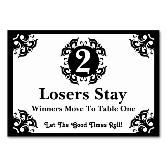 Classy Bunco Table Card #2 Tischnummer (Vorderseite)