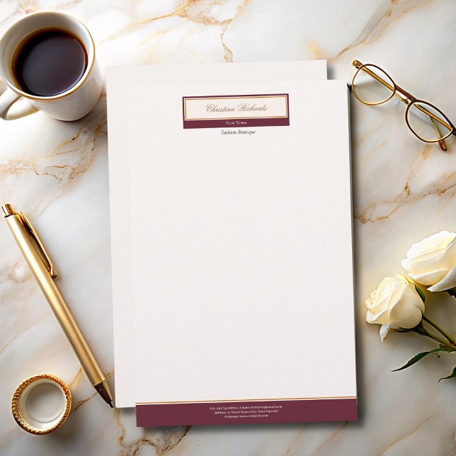Classy Burgundy Ivory Briefpapier (Von Creator hochgeladen)