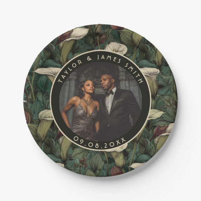 Classy Calle Lilies Teller für Hochzeitssache (Vorderseite)