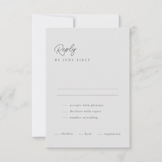 Classy Calligraphy Light Gray Wedding RSVP Card Einladung (Vorderseite)