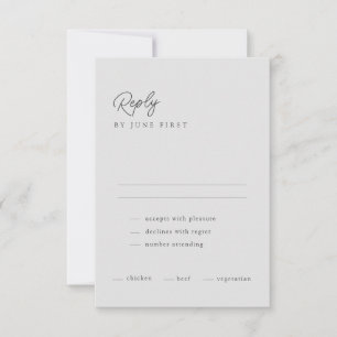 Classy Calligraphy Light Gray Wedding RSVP Card Einladung