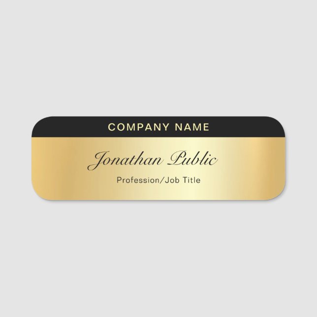 Classy Calligraphy Script Gold Template Elegant Namensschild (Vorderseite)