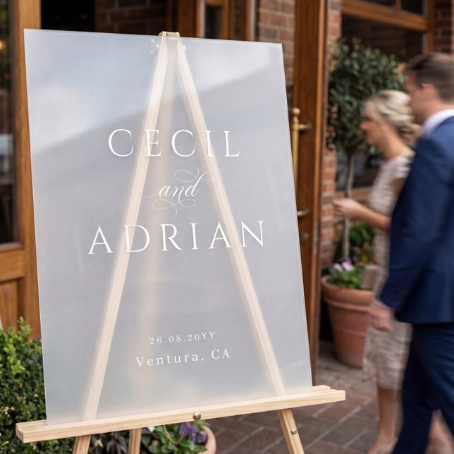 Classy Calligraphy Semi Transparent Wedding Acrylschild (Von Creator hochgeladen)