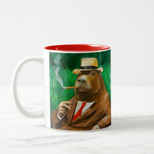Classy Capybara Zweifarbige Tasse (Links)