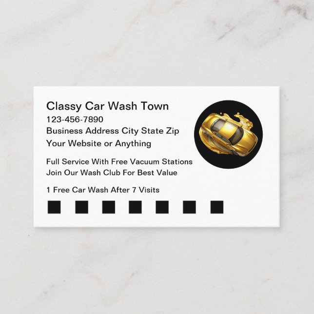 Classy Car Wash Theme Business Cards Visitenkarte (Vorderseite)