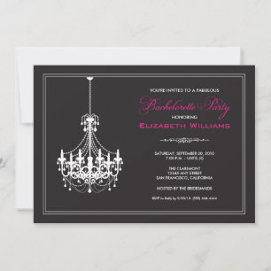 Classy Chandelier Bachelorette Einladung (weiß)