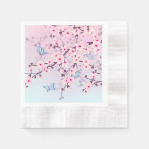 Classy Cherry Blüten verwischt Hintergrund Serviette