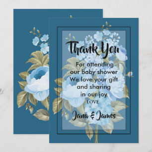 Classy Chic blauen Blumen danke Ihnen Einladung