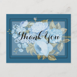 Classy Chic Blue Flororal Vielen Dank Postkarte