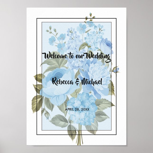 Classy Chic Blumen Willkommen Poster (Vorne)