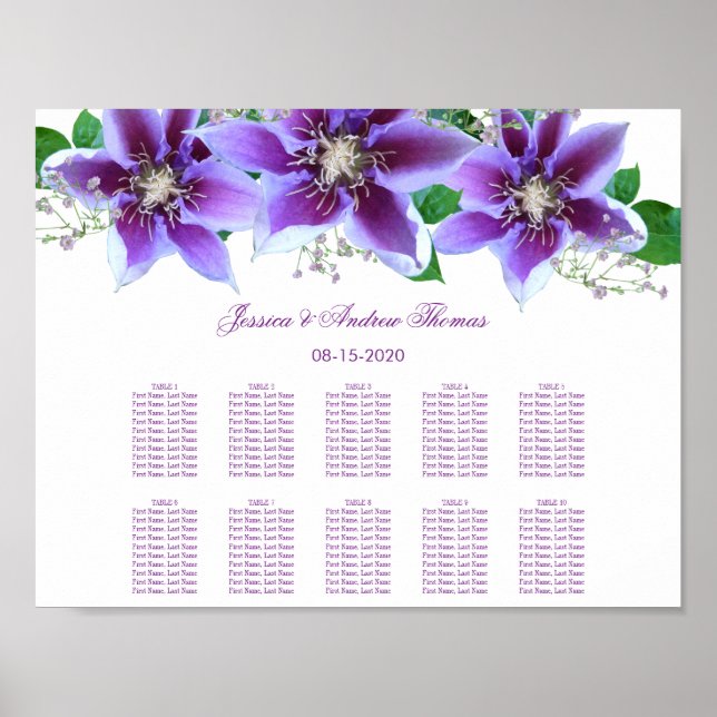 Classy Chic Clematis Hochzeitsstift Poster (Vorne)