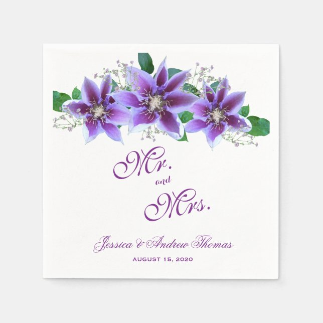 Classy Chic Clematis Wedding Serviette (Vorderseite)