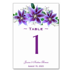 Classy Chic Clematis Wedding Tischnummer