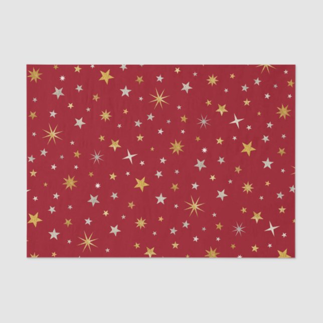 Classy Chic Elegant Gold Silver Red Christmas Star Seidenpapier (Vorderseite)