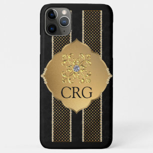 Classy Chic Gold Black Bling Monogram Case-Mate iPhone Hülle