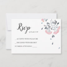 Classy chic gray pink Aquarell Hochzeit RSVP