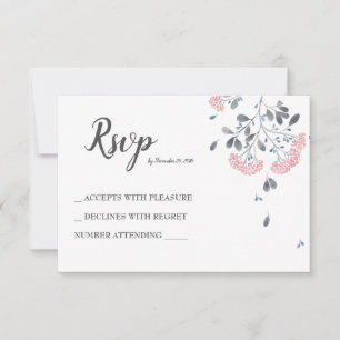 Classy chic gray pink Aquarell Hochzeit RSVP Karte