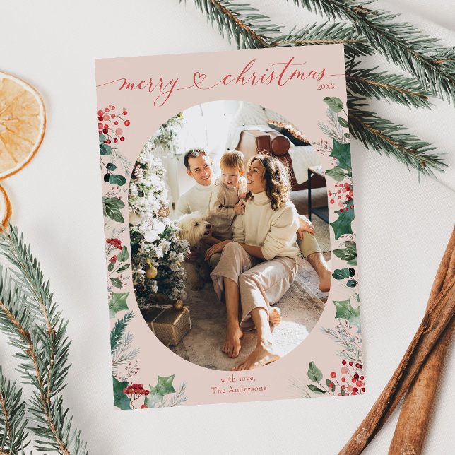 Classy Chic Heart Script Foto Erste Weihnachten (Von Creator hochgeladen)