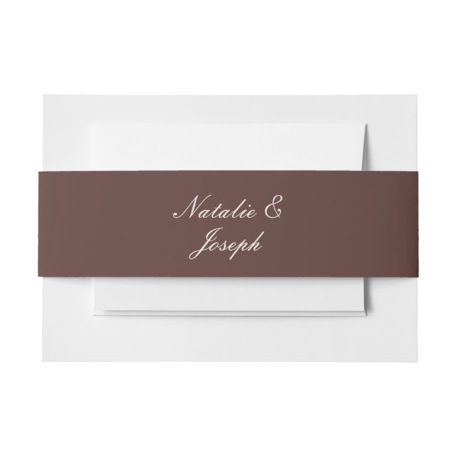 Classy Chocolate Brown Cream Old Money Wedding Einladungsbanderole (Vorderseite Beispiel)