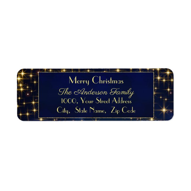 Classy Christmas Blue Gold Stars Label (Vorne)