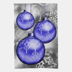 Classy Christmas Blue Silver Grau Küchentuch