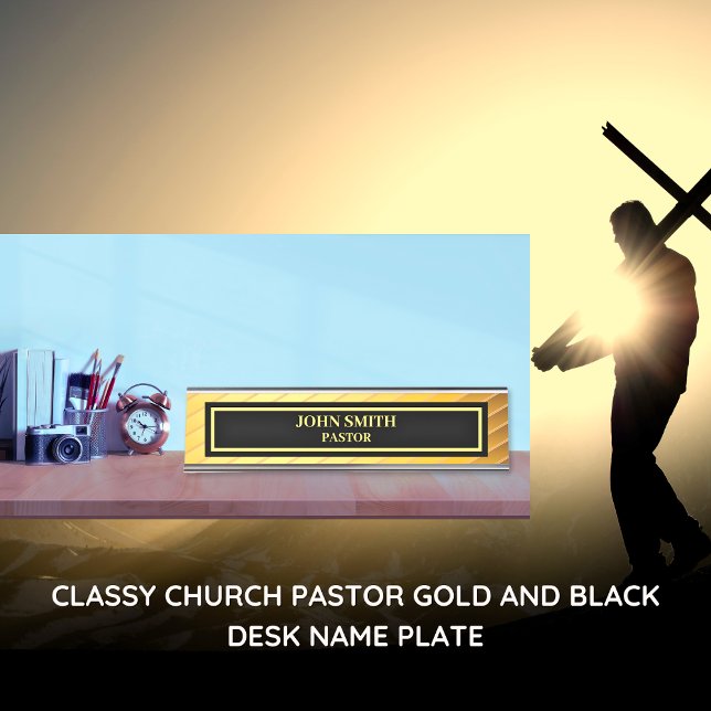 Classy Church Pastor Gold und Schwarz Schreibtischnamensplakette (Von Creator hochgeladen)