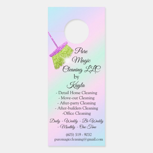 Classy Cleaning Service Move-out Pink Blue Broom  Türanhänger (Vorderseite)