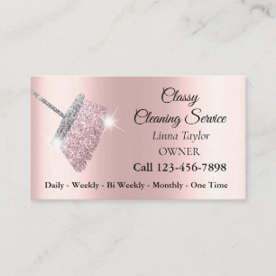 Classy Cleaning Service Silber Rosa Visitenkarte