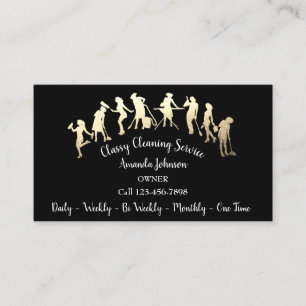 Classy Cleaning Services Gold Logo Maid Black Visitenkarte