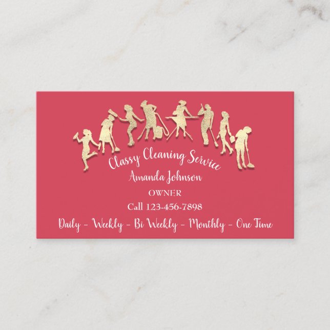 Classy Cleaning Services Gold Logo Maid Candy Visitenkarte (Vorderseite)
