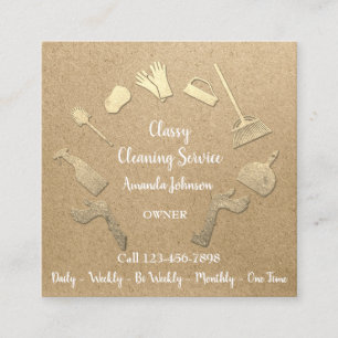 Classy Cleaning Services Gold Logo Maid Kraft Öko Quadratische Visitenkarte
