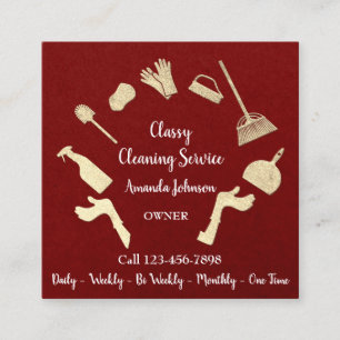 Classy Cleaning Services Gold Logo Maid Kraft Red Quadratische Visitenkarte