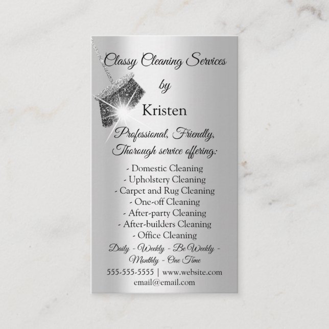Classy Cleaning Services House Behalte QRCode Gray Visitenkarte (Vorderseite)