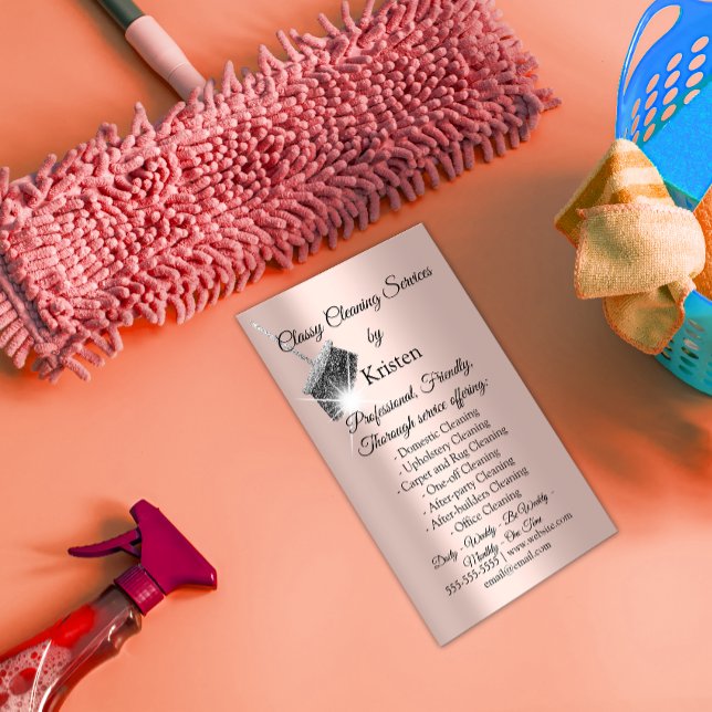 Classy Cleaning Services House Behaltend Rose QRCo Visitenkarte (Von Creator hochgeladen)