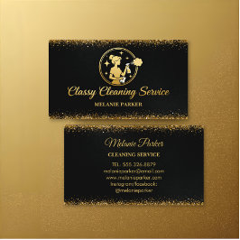 Classy Cleaning Services Logo Maid gold Visitenkarte