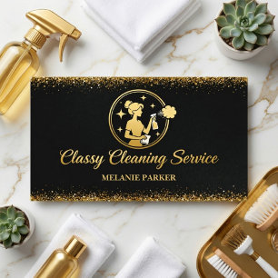 Classy Cleaning Services Logo Zimmermädchen Visitenkarte