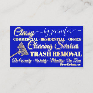 Classy Cleaning Trash Removal Maid Gold Logo QR Visitenkarte