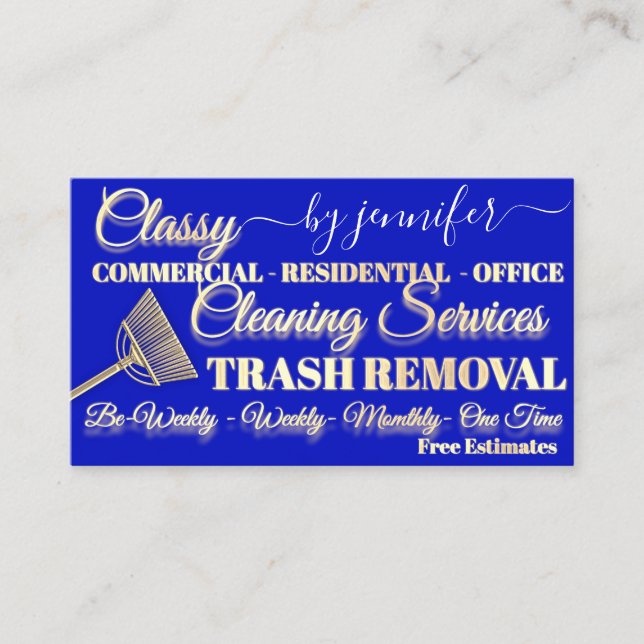 Classy Cleaning Trash Removal Maid Gold Logo QR Visitenkarte (Vorderseite)