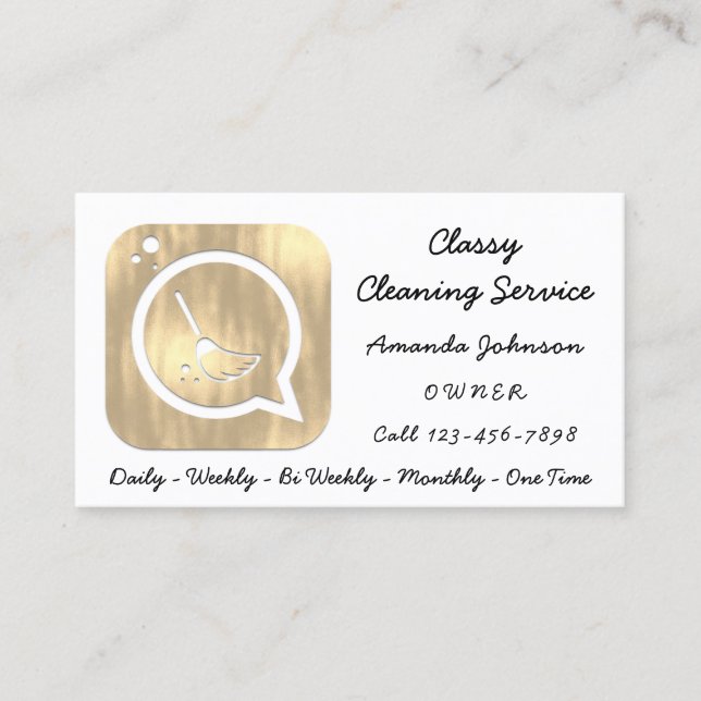 Classy Clearing Dienstmädchen Gold Groom Logo Visitenkarte (Vorderseite)