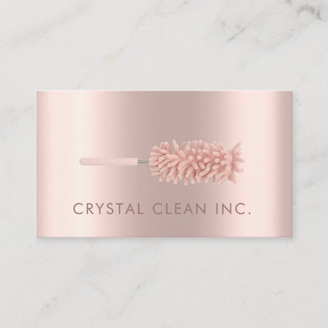 Classy Clearing Service Duster Rose Gold Visitenkarte (Vorderseite)