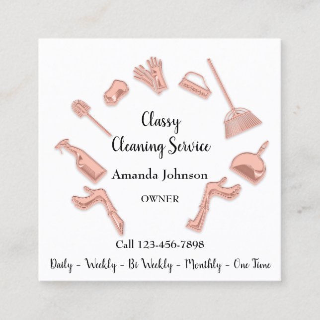 Classy Clearing Service Gold Logo Maid House Coppe Quadratische Visitenkarte (Vorderseite)