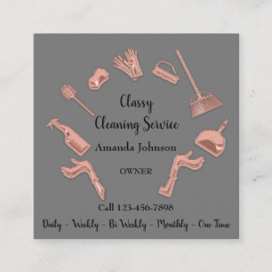 Classy Clearing Service Gold Logo Maid House Grau Quadratische Visitenkarte
