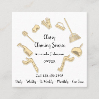 Classy Clearing Service Gold Logo Maid House Quadratische Visitenkarte