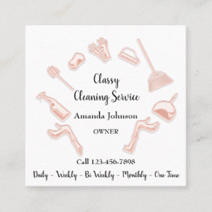 Classy Clearing Service Gold Logo Maid House Weiß Quadratische Visitenkarte