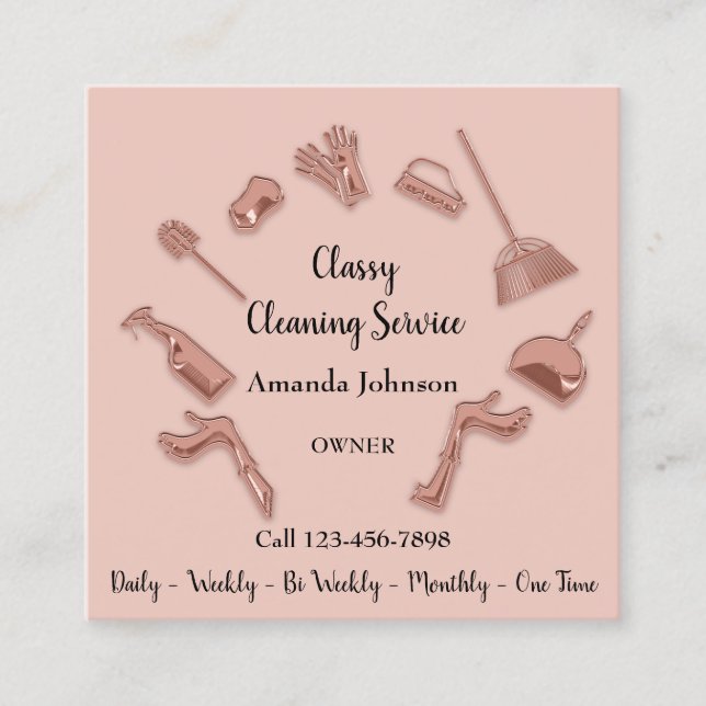 Classy Clearing Service Gold Logo Maid House Wow Quadratische Visitenkarte (Vorderseite)