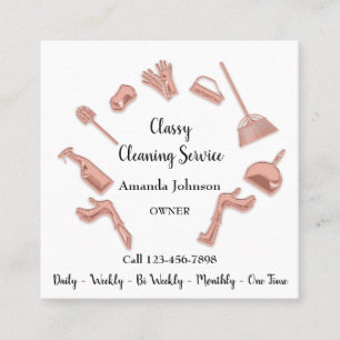 Classy Clearing Service Gold Logos Haushaltshilfe Quadratische Visitenkarte