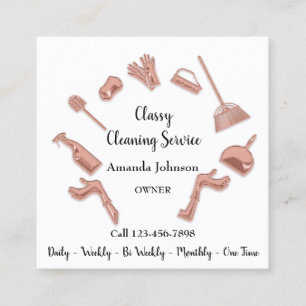 Classy Clearing Service Gold Logos Haushaltshilfe Quadratische Visitenkarte