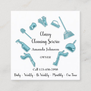 Classy Clearing Service House Logo Maid Aquamarin  Quadratische Visitenkarte