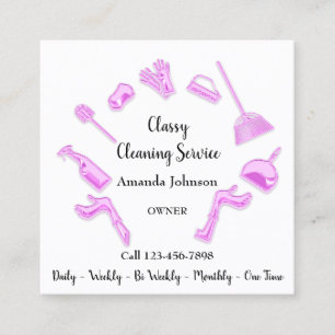Classy Clearing Service House Logo Maid Glam White Quadratische Visitenkarte