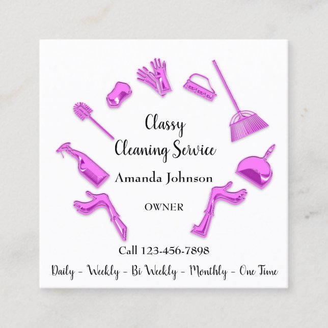 Classy Clearing Service House Logo übers Ofen Rosa Quadratische Visitenkarte (Vorderseite)